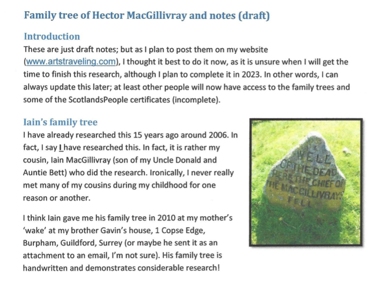 Hector MacGillivray's Family Tree