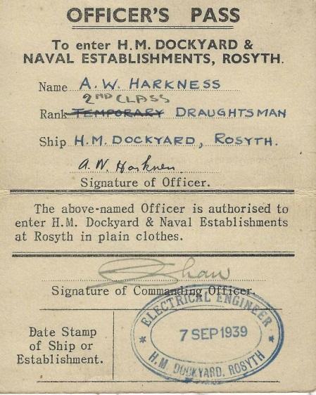 start of the war - officer's pass