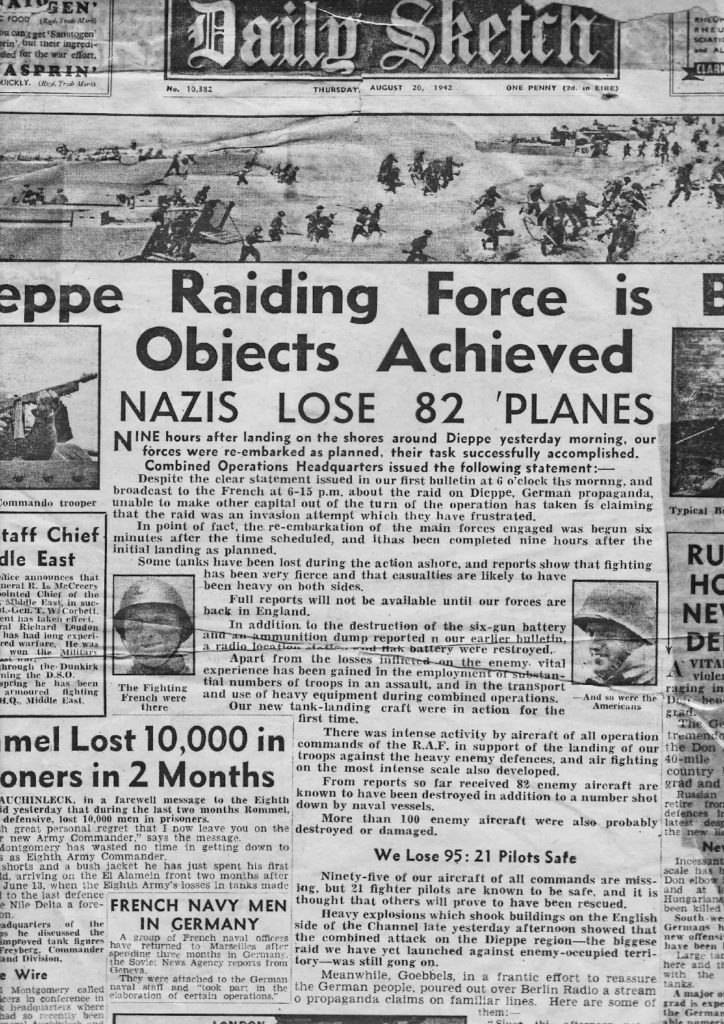 Dieppe-Raid-newspaper-clipping