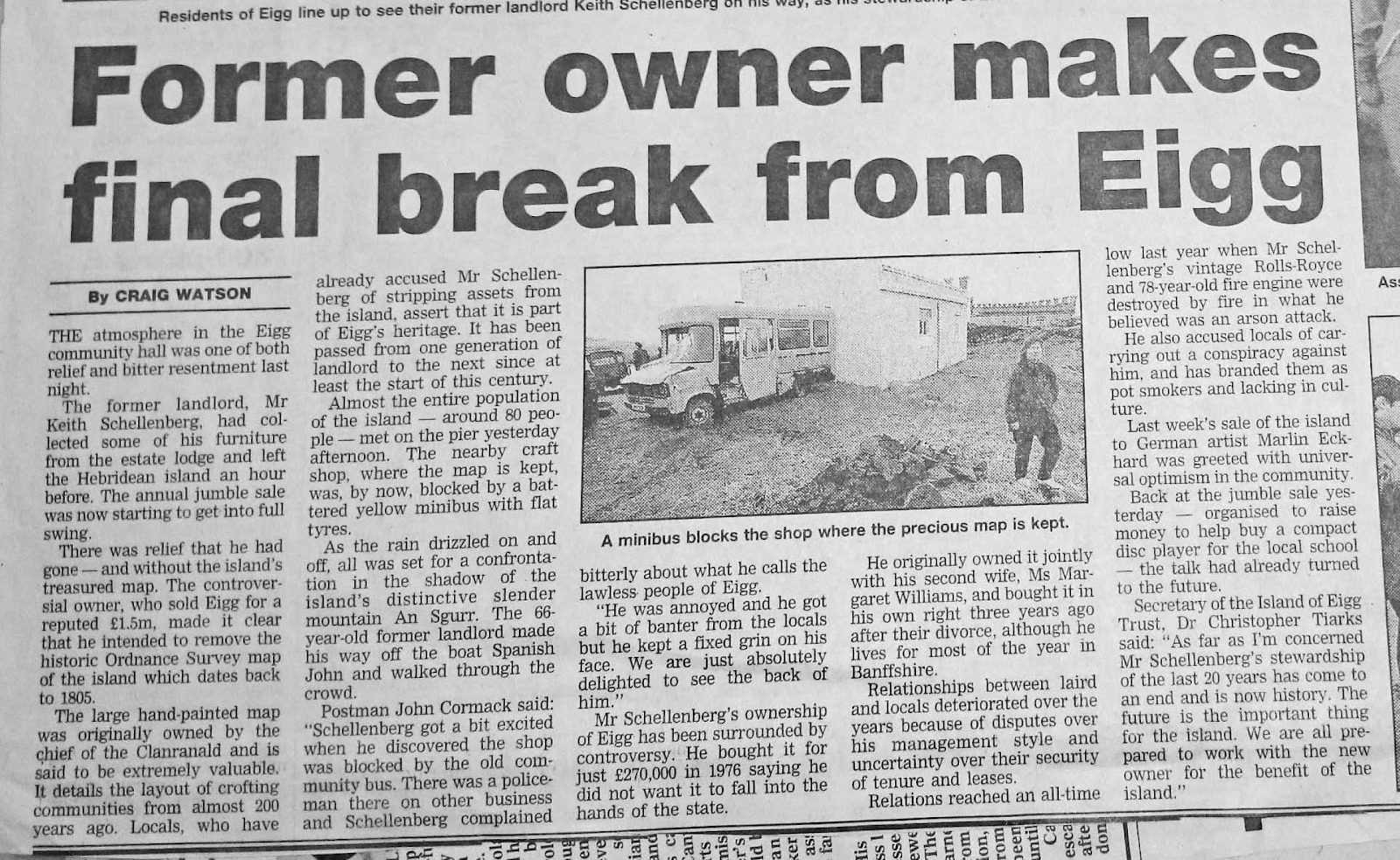 Former Owner Makes Final Break from Eigg - newspaper records