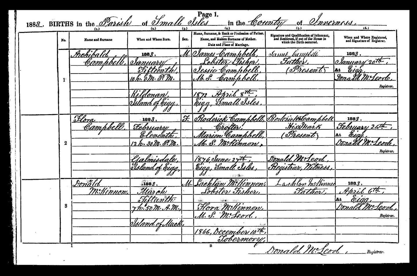 Life Together - Flora birth cert